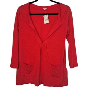 NWT J. Crew Geranium 3/4 Sleeve Notched Collar Top XS
